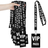 PerKoop 25 Sets VIP Badge Lanyards with Plastic VIP Pass Cards VIP Lanyards Black Breakaway Lanyard PVC VIP Cards for Backstage Concert Event Party Birthday Organizer